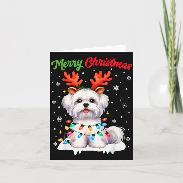 Christmas Pajamas Men Women Kids Maltese Dog Chris Karte (Vorderseite)