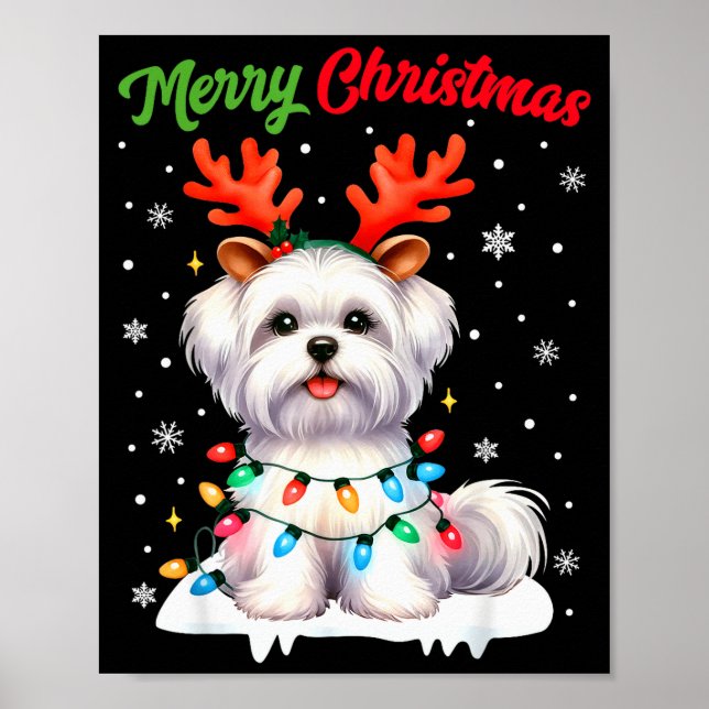 Christmas Pajamas Men Women Kids Maltese Dog Chris Poster (Vorne)