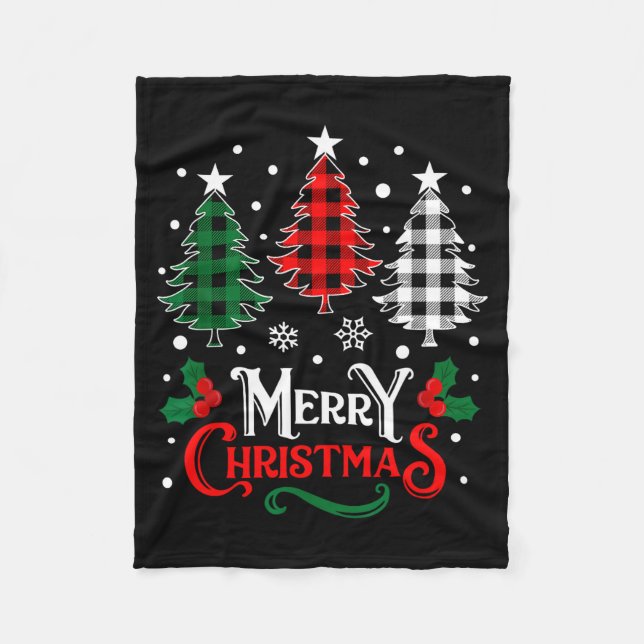 Christmas Pajamas Women Girls Merry Christmas Tree Fleecedecke (Vorderseite)