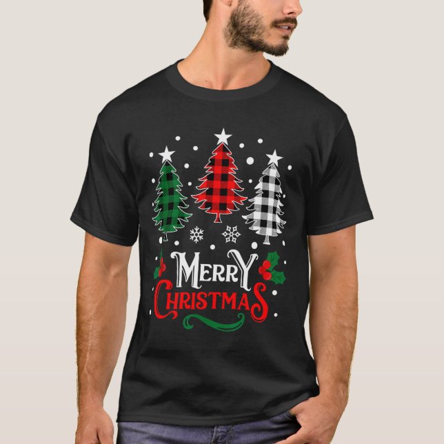Christmas Pajamas Women Girls Merry Christmas Tree T-Shirt (Vorderseite)