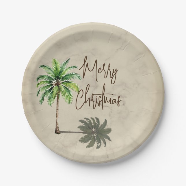 Christmas Palm Elegant Merry Pappteller (Vorderseite)