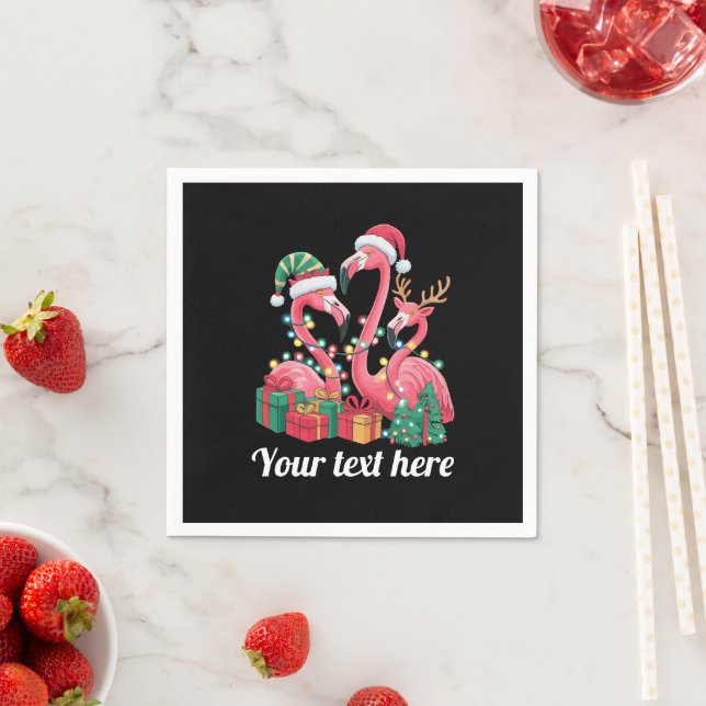Christmas Palm Flamingo Personalized Xmas Lights  Serviette (Beispiel)