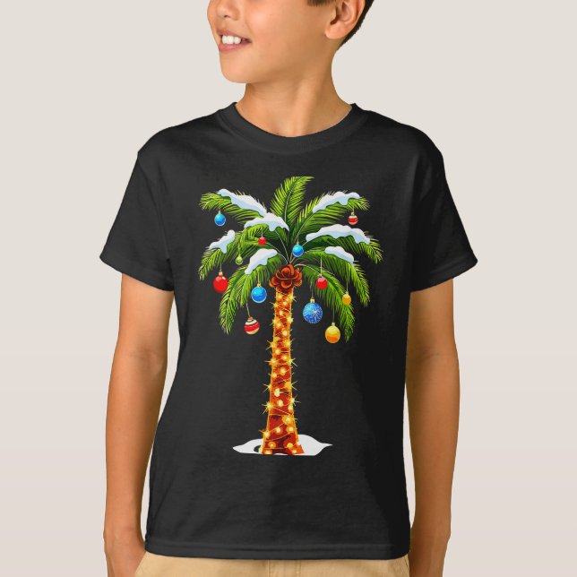 Christmas Palm Tree Hawaiian Trocal Xmas  T-Shirt (Vorderseite)