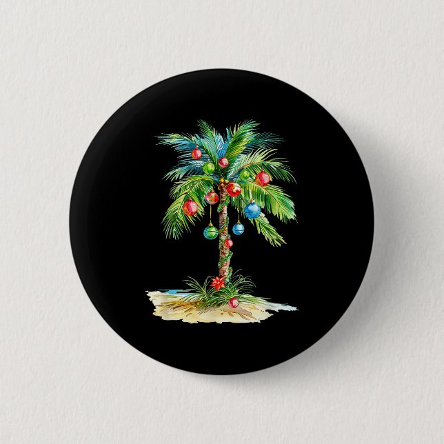 Christmas Palm Tree Light Hawaiian Trocal Xmas Men Button (Vorderseite)