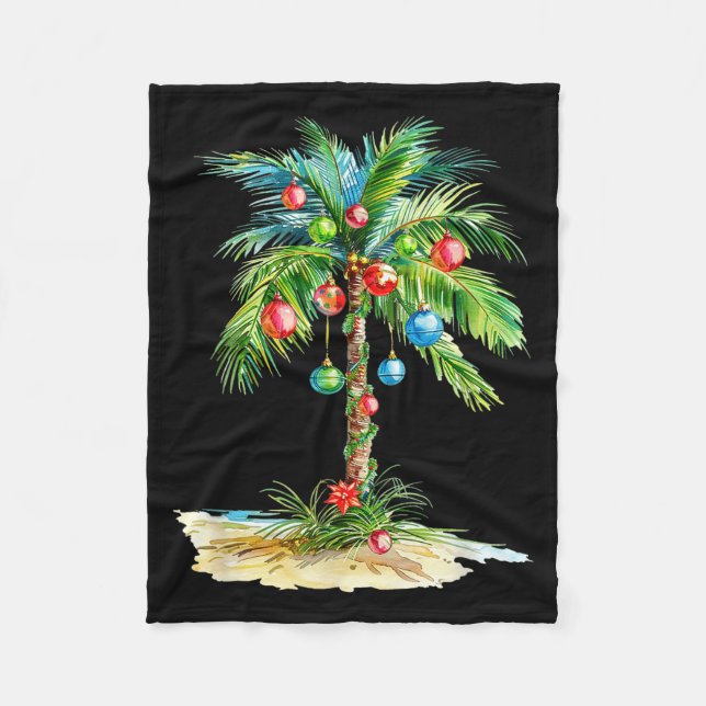 Christmas Palm Tree Light Hawaiian Trocal Xmas Men Fleecedecke (Vorderseite)
