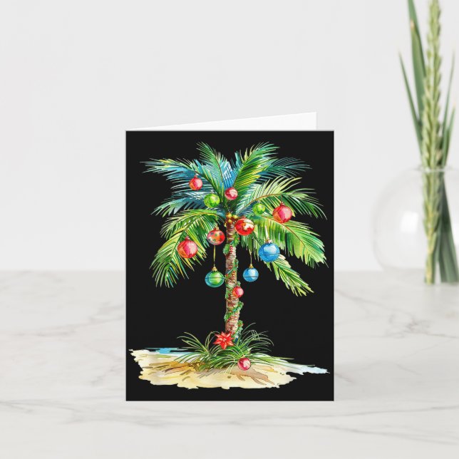 Christmas Palm Tree Light Hawaiian Trocal Xmas Men Karte (Vorderseite)