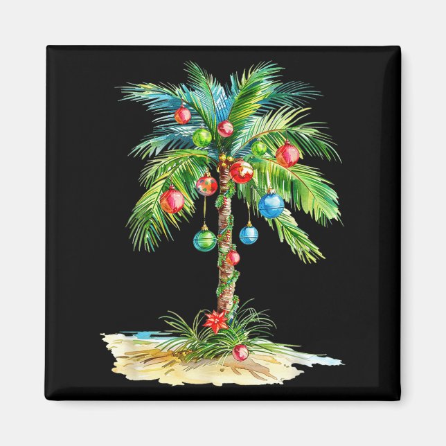 Christmas Palm Tree Light Hawaiian Trocal Xmas Men Magnet (Vorne)