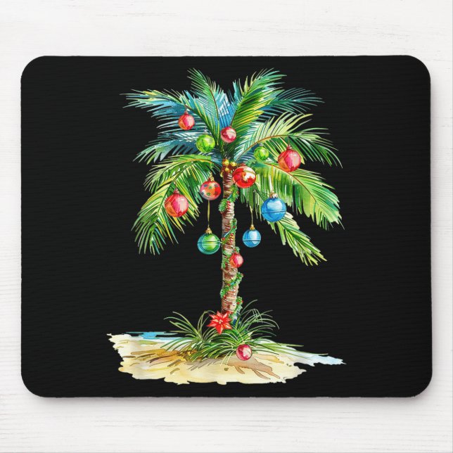 Christmas Palm Tree Light Hawaiian Trocal Xmas Men Mousepad (Vorne)