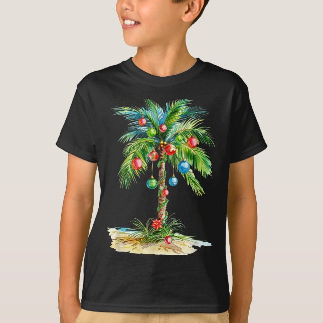 Christmas Palm Tree Light Hawaiian Trocal Xmas Men T-Shirt (Vorderseite)