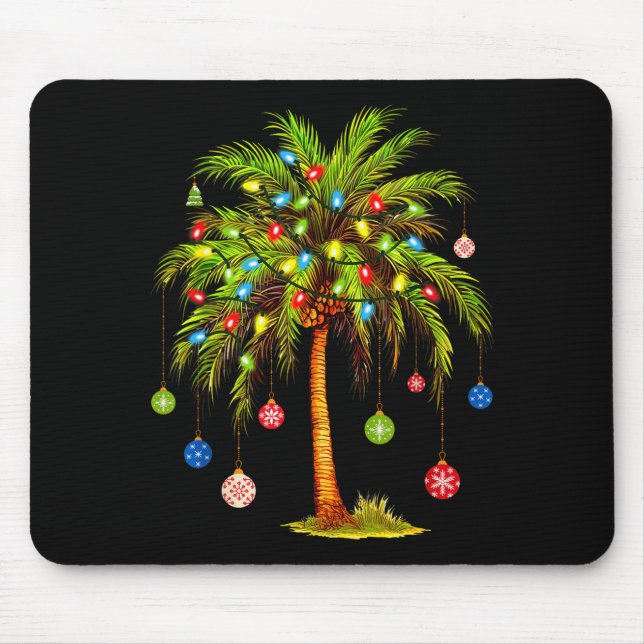 Christmas Palm Tree Light Hawaiian Trocal Xmas  Mousepad (Vorne)