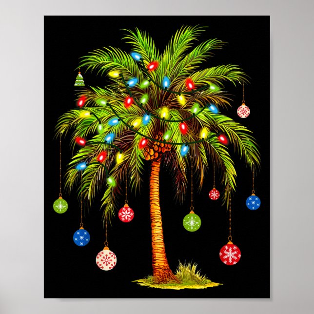 Christmas Palm Tree Light Hawaiian Trocal Xmas  Poster (Vorne)