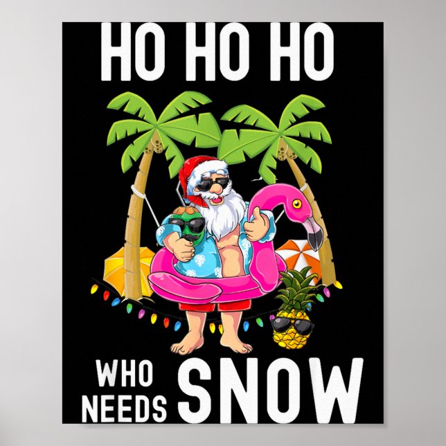 Christmas Palm Tree Santa Surfing Summer Beach Vac Poster (Vorne)