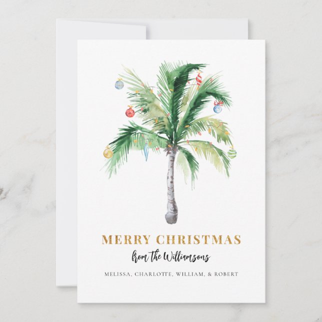 Christmas Palm Tree Script Modern Feiertagskarte (Vorderseite)
