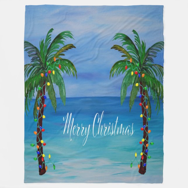 Christmas palm tree tropical Holiday Fleecedecke (Vorderseite)