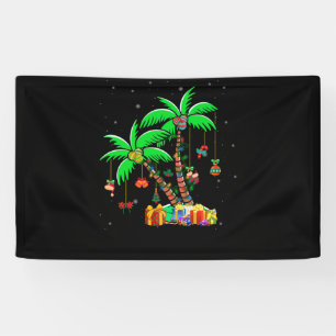 Christmas Palm Tree Tropical Xmas Coconut Lights Banner