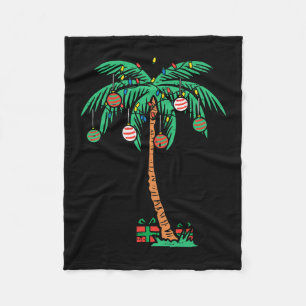 Christmas Palm Xmas Tree Tropical Beach Hawaii Wom Fleecedecke