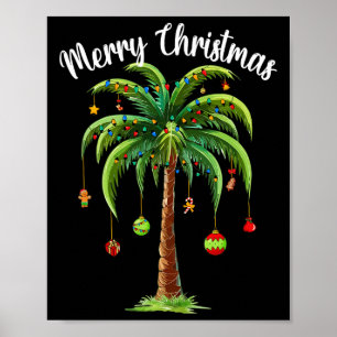 Christmas Palm Xmas Tree Tropical Beach Hawaii Wom Poster
