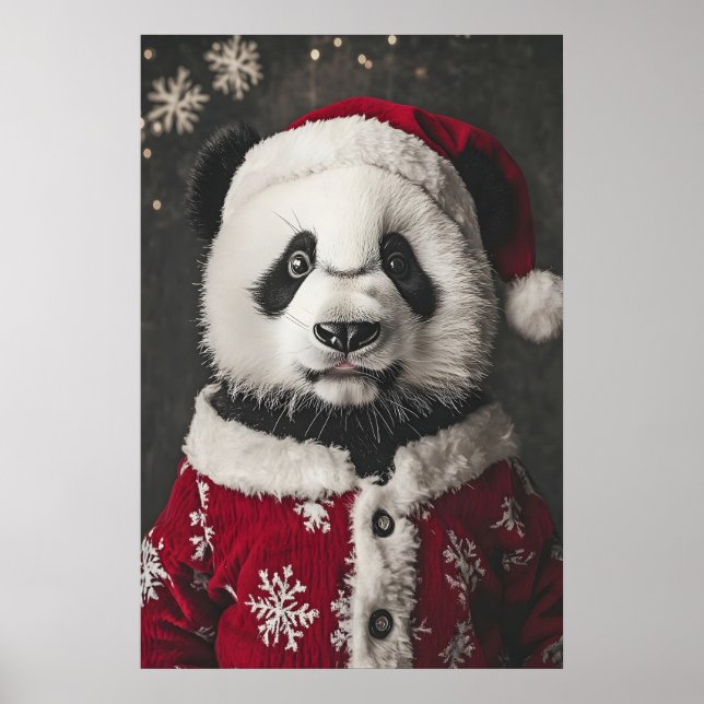 Christmas Panda Art Print, Funny Holiday Poster (Vorne)