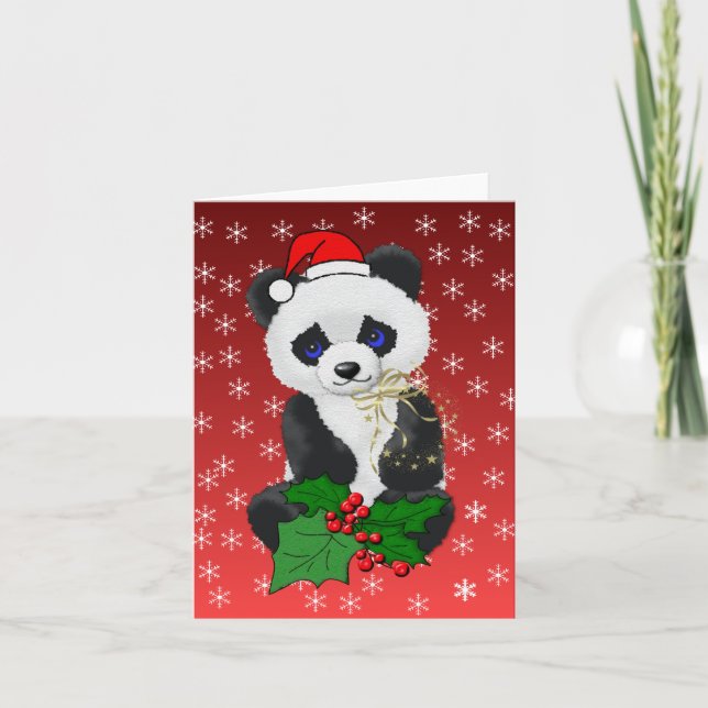 Christmas Panda Feiertagskarte (Vorderseite)