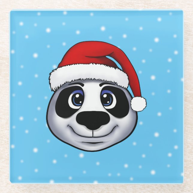 Christmas Panda Glasuntersetzer (Vorderseite)