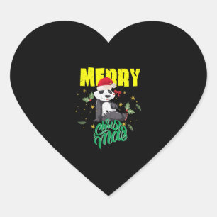 Christmas Panda Herz-Aufkleber