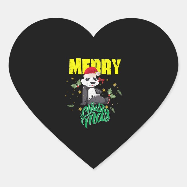 Christmas Panda Herz-Aufkleber (Vorderseite)