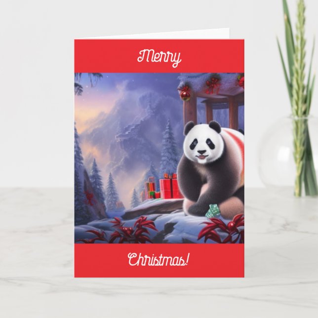Christmas Panda Karte (Vorderseite)