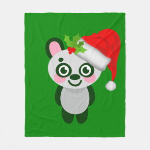 christmas panda santa claus fleecedecke