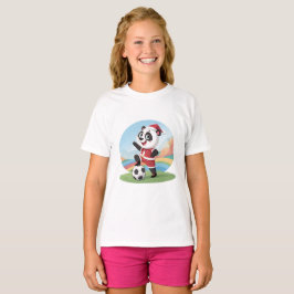 Christmas Panda with Christmas Hat and Soccer Ball T-Shirt