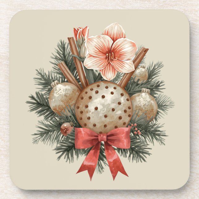 Christmas Panettone Arrangement Getränkeuntersetzer (Vorderseite)