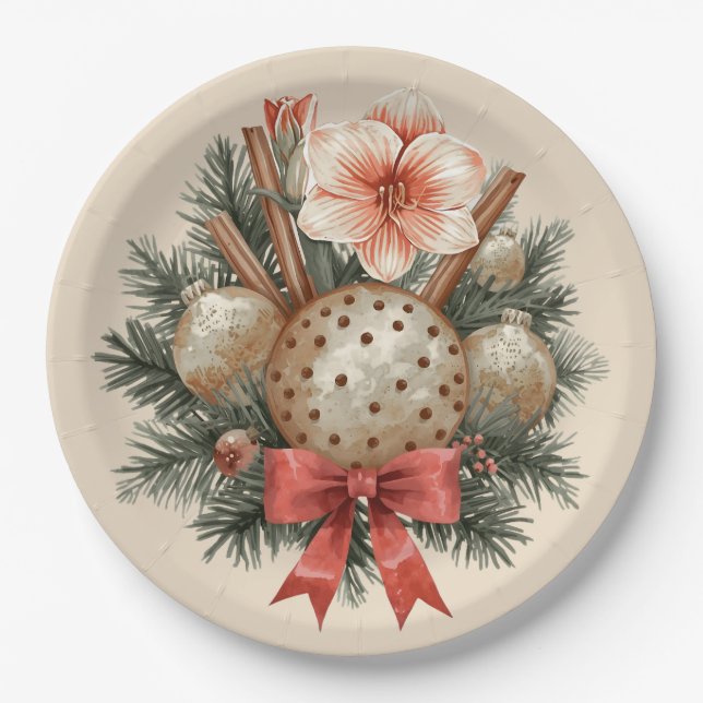 Christmas Panettone Arrangement Pappteller (Vorderseite)