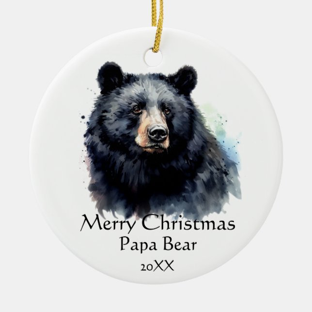 Christmas Papa Bear Animal Wildlife Keramik Ornament (Vorne)