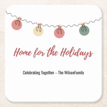 Christmas Paper Coaster with Playful Holiday Icons