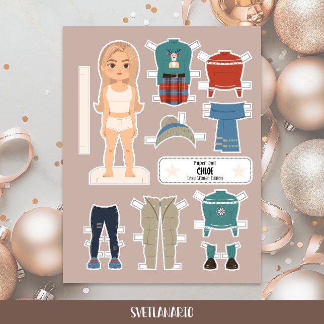Christmas Paper Doll Blonde Girl Winter Outfits (Von Creator hochgeladen)