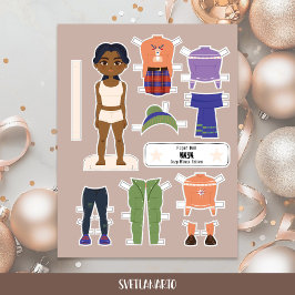 Christmas Paper Doll Indian Girl Winter Outfits
