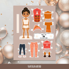 Christmas Paper Doll Latina Girl Winter Outfits