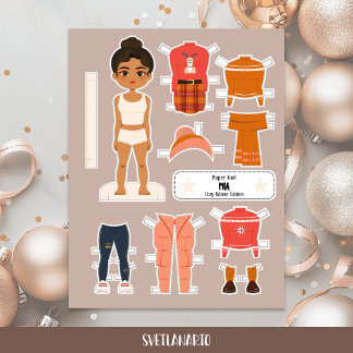 Christmas Paper Doll Latina Girl Winter Outfits