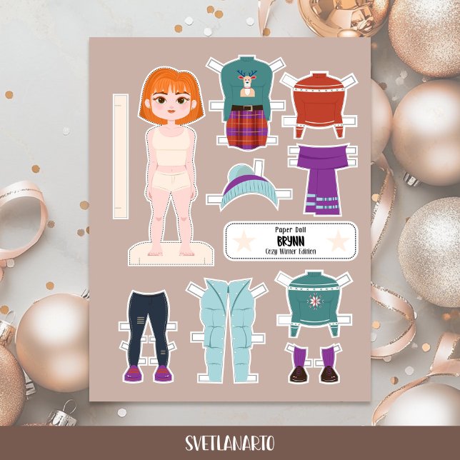 Christmas Paper Doll Redhead Girl Winter Outfits (Von Creator hochgeladen)