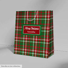 Christmas Paper Gift Bags Elegant Tartan Accent Mittlere Geschenktüte