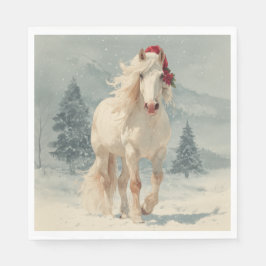 Christmas Paper Napkin / Beautiful white horse Serviette