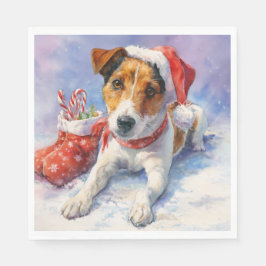 Christmas Paper Napkin with adorable Jack Russel Serviette