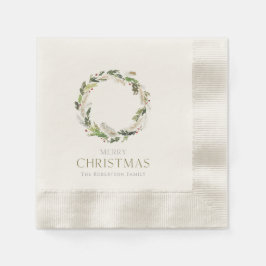 Christmas Paper Napkin with Greenery Wreath Serviette