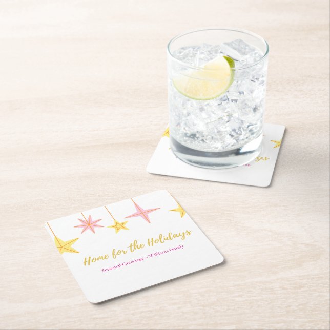 Christmas Paper Napkin with Holiday Motifs Rechteckiger Pappuntersetzer (Vor Ort)