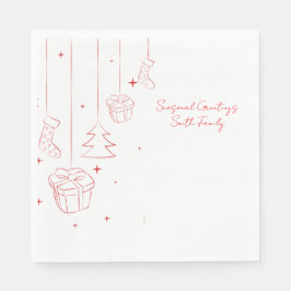Christmas Paper Napkin with Playful Holiday Motifs Serviette