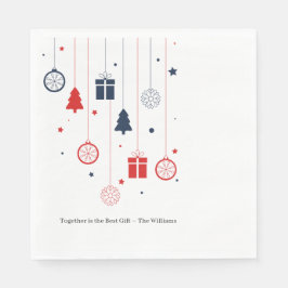 Christmas Paper Napkin with Rustic Holiday Serviette