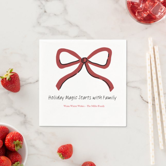 Christmas Paper Napkin with Trees & Hearts Serviette (Beispiel)