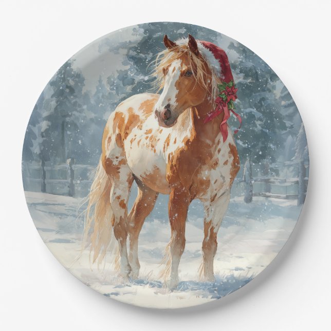 Christmas Paper Plate / Beautiful Appalossa Horse  Pappteller (Vorderseite)