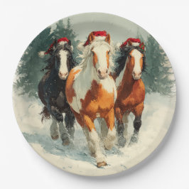 Christmas Paper Plate / Beautiful Galloping Horse  Pappteller