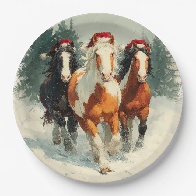 Christmas Paper Plate / Beautiful Galloping Horse  Pappteller (Vorderseite)