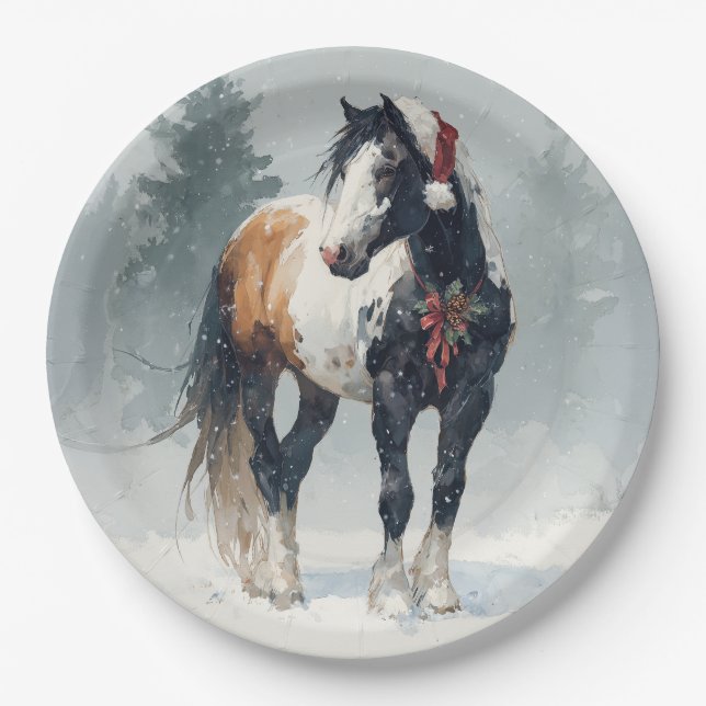 Christmas Paper Plate / Beautiful Paint Horse  Pappteller (Vorderseite)